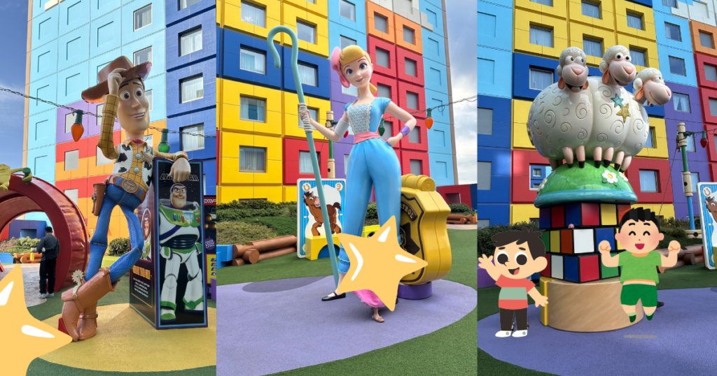 トイストーリーホテル　ウッディー　ホー・ピープ　中庭　トイフレンズ・スクエア